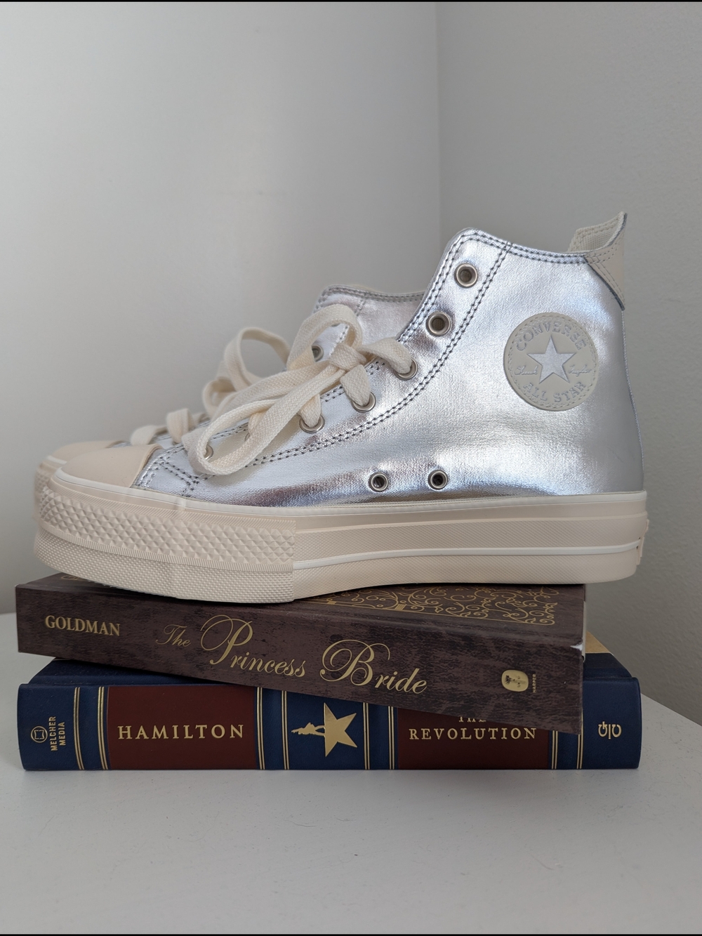 Converse Metallic Silver Platforms